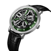 Cool 42mm Supercar Alloy Wheels Green Dial Automatic Watch -OBLVLO SCM-SK Unique Skeleton Watches